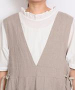 【ラストワン！】フレンチリネンキャンバス フロントタック ワンピース